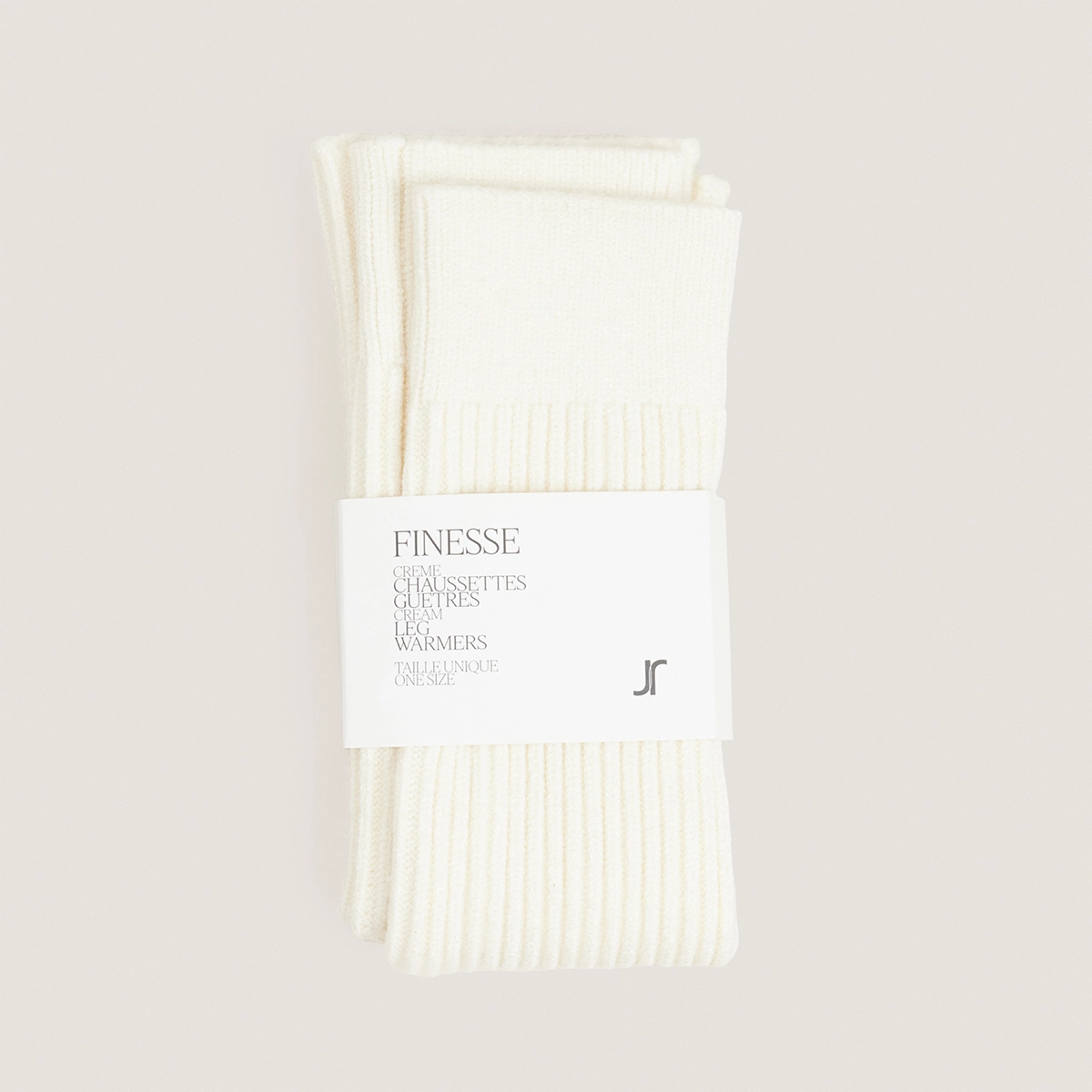 Ribbed leg warmers in cream textile | FINESSE