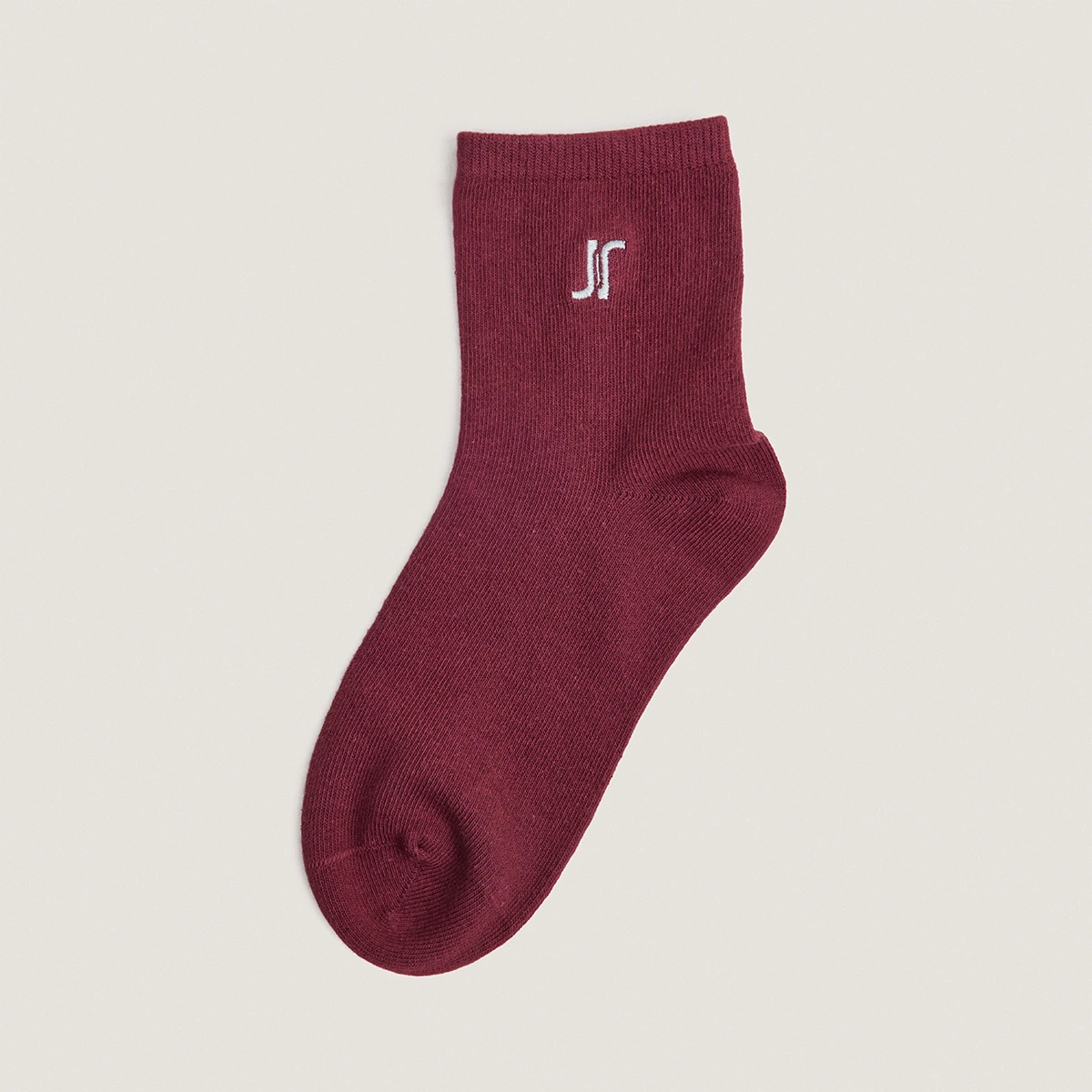 Monogram heart ankle socks in burgundy textile | FLORIAN