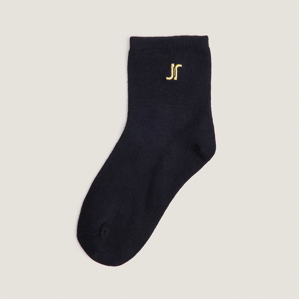 Monogram heart ankle socks in black textile | FLORIAN