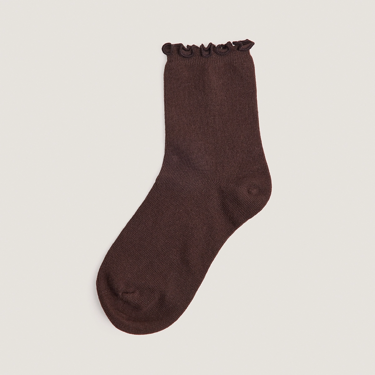 Bordered ankle socks in brown textile | FOUFOU