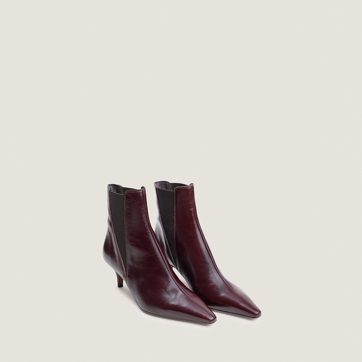 Pointed-toe stiletto-heel ankle boots in chocolate aged leather | BORGIA