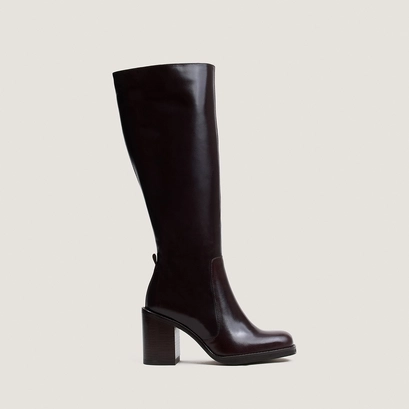 Boots with overflowing heels dark brown