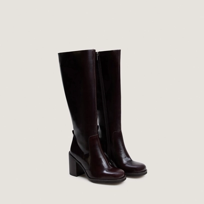 Boots with overflowing heels dark brown