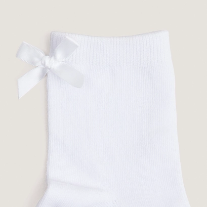 Short bow socks white