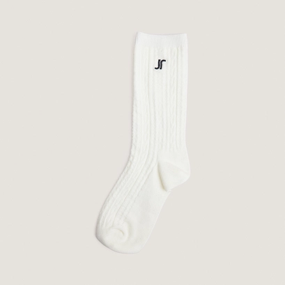 Monogram knee-high socks ecru