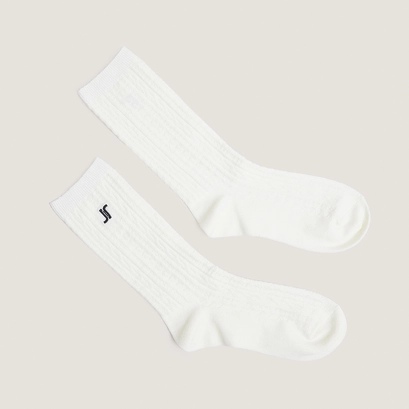Monogram knee-high socks ecru
