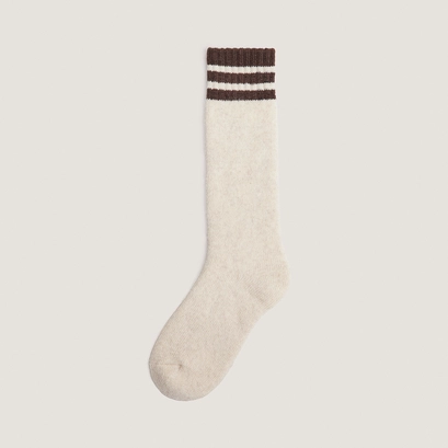 Striped knee-high socks beige/black
