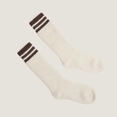 Striped knee-high socks beige/black