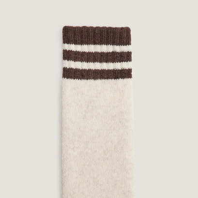 Striped knee-high socks beige/black