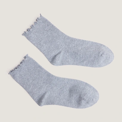 Bordered ankle socks grey