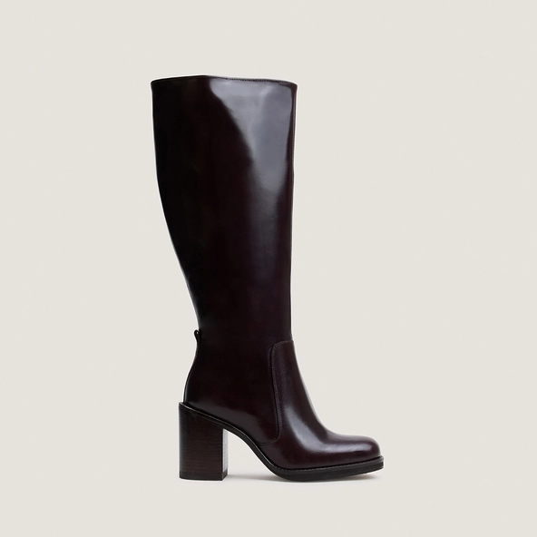 Boots with overflowing heels in dark brown leather calf size M | BRETZEL