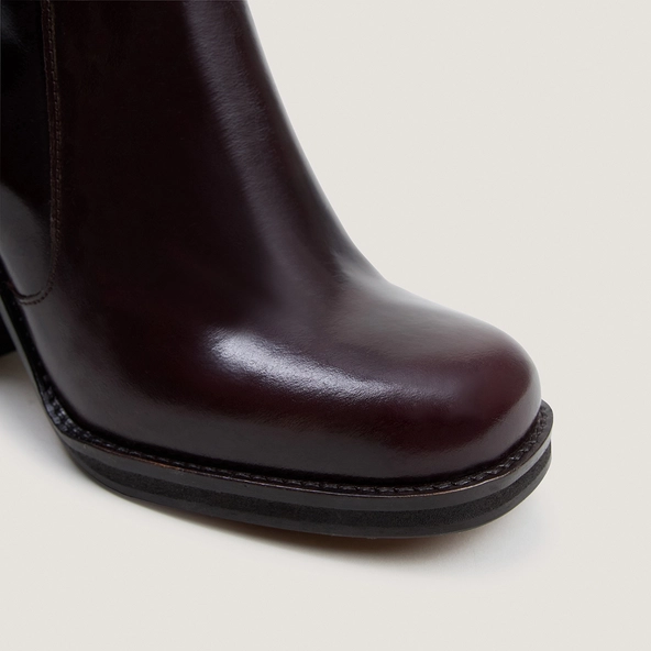 Boots with overflowing heels in dark brown leather calf size M | BRETZEL