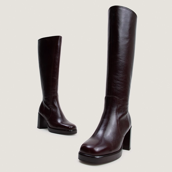 Platform boots in chocolate aged leather calf size M|BAM