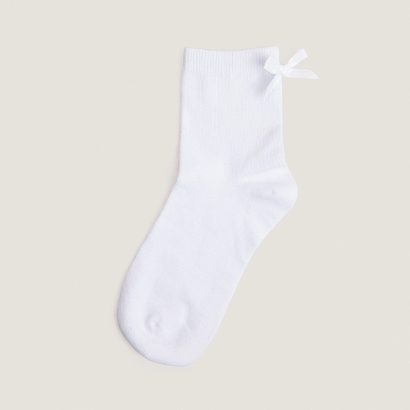 Short bow socks in white textile | FABLO