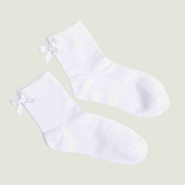 Short bow socks in white textile | FABLO