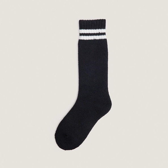 Striped knee-high socks in black and white textile | FELIX