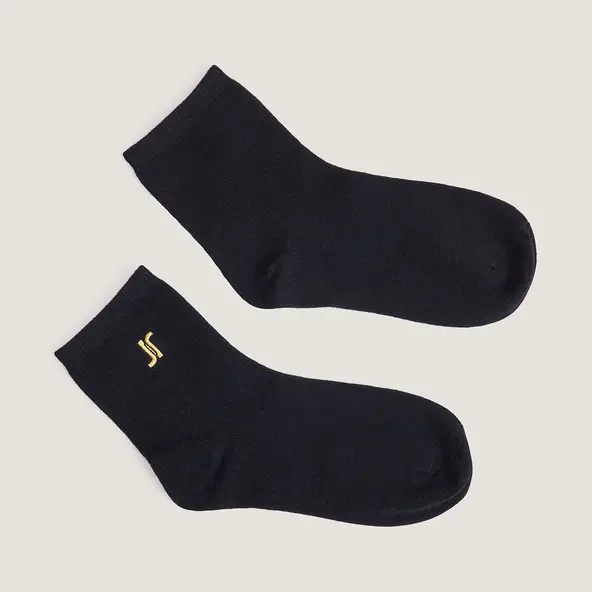 Monogram heart ankle socks in black textile | FLORIAN
