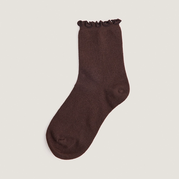 Bordered ankle socks in brown textile | FOUFOU