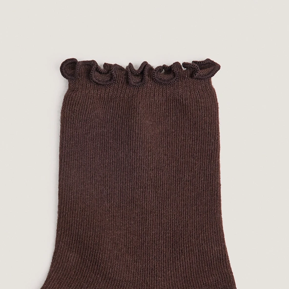 Bordered ankle socks in brown textile | FOUFOU