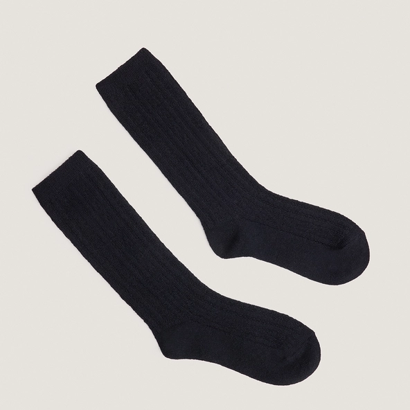 Knee-high socks in black textile | FOX