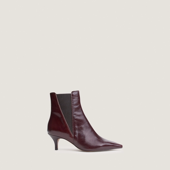 Pointed-toe stiletto-heel ankle boots in chocolate aged leather | BORGIA