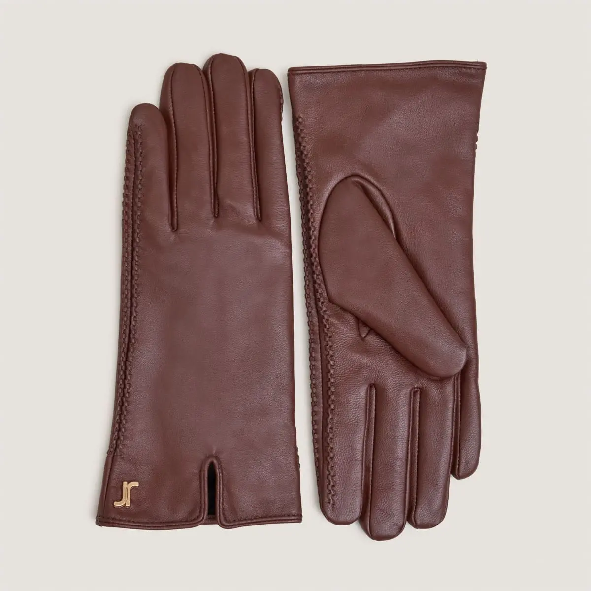 Monogram gloves in brown leather | JUPITER