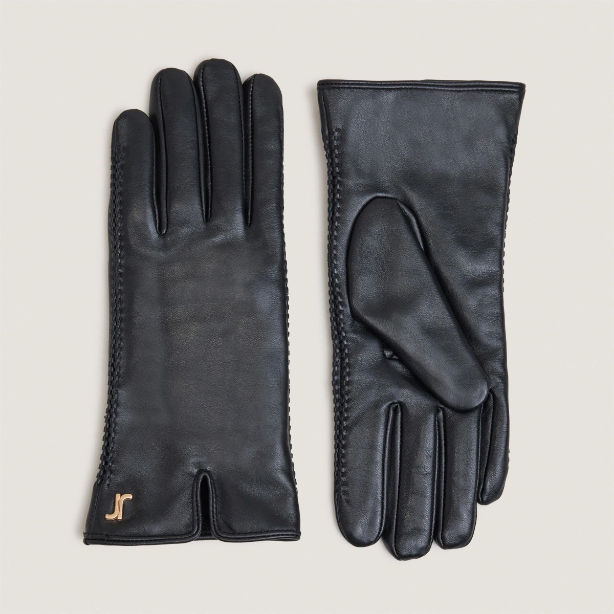Monogram gloves in black leather | JUPITER