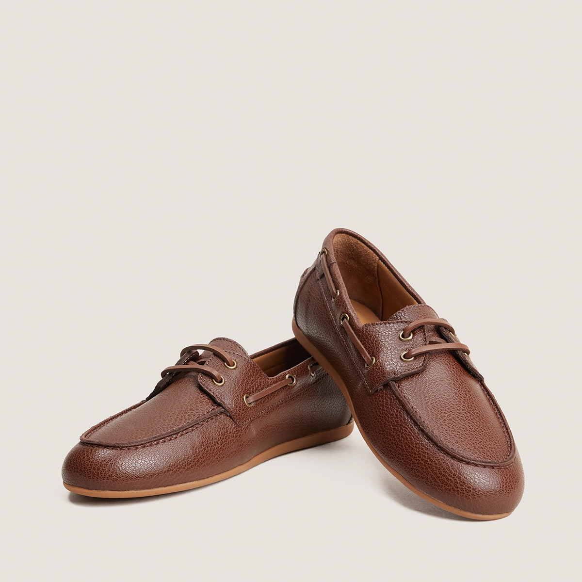 Soft loafers in cognac grained leather | LALIE