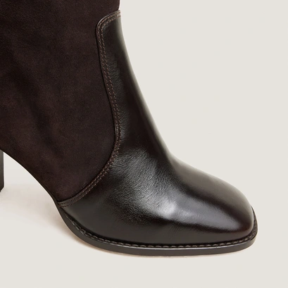 Heeled monogram boots dark brown