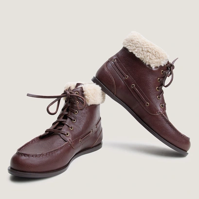 Lace-up boots brown/ecru