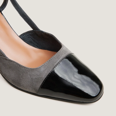 Heeled slingbacks black/grey