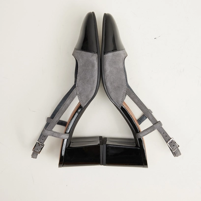 Heeled slingbacks black/grey