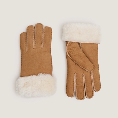Lined gloves in cognac shearling | joyeux