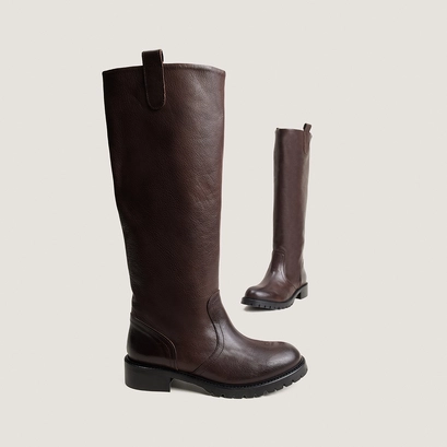 High boots with lug soles brown