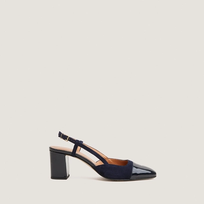 Heeled slingbacks navy
