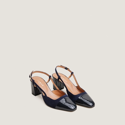 Heeled slingbacks navy