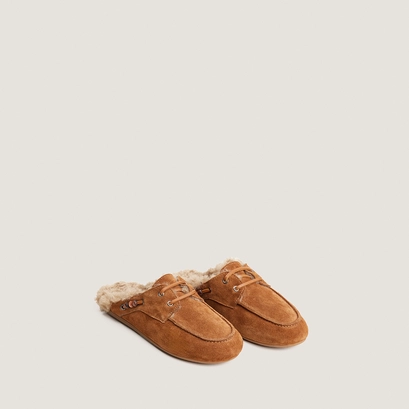 Soft backless loafers cognac