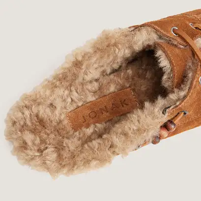 Soft backless loafers cognac