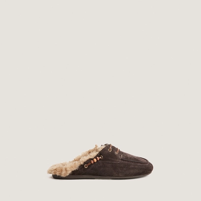 Soft backless loafers brown