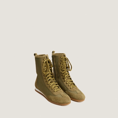 High-top lace-up sneakers khaki