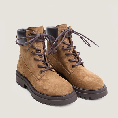 Lace-Up Boots with Lug Soles brown / greige