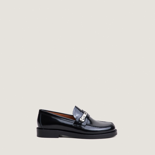Zip loafers in black glazed leather | DOLIP