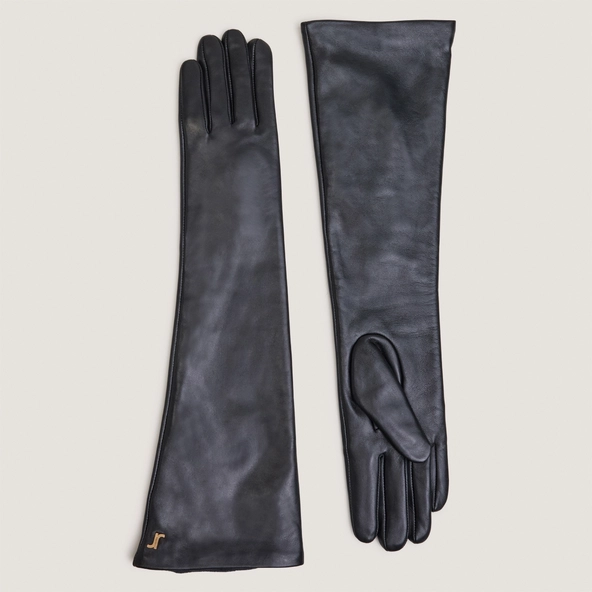 Long gloves in black leather | JUMELLE