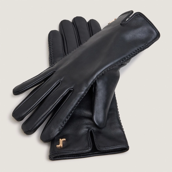 Monogram gloves in black leather | JUPITER