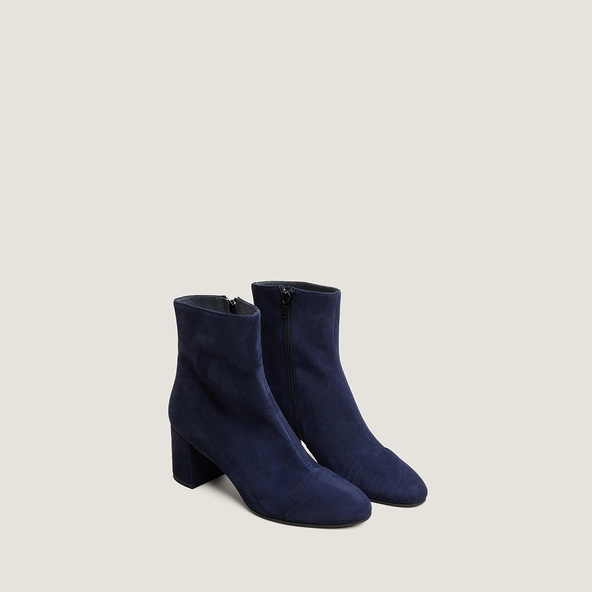 Heeled ankle boots in navy blue suede | DONIAMA
