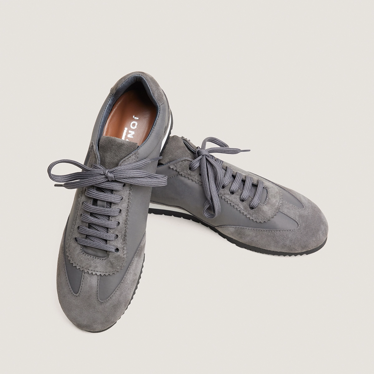Lace-up sneakers in grey suede and grey nylon | DUTA