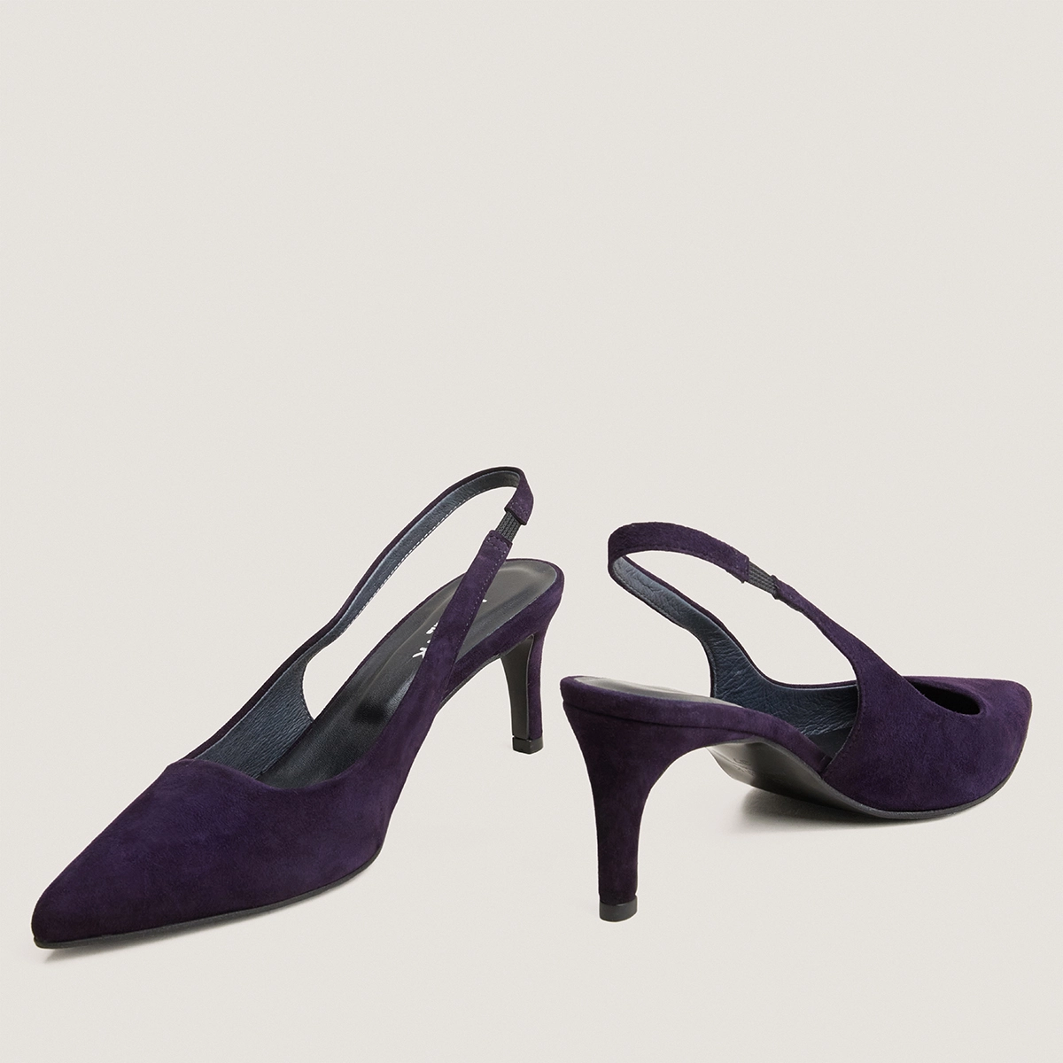 Heeled pumps in purple suede | DIAMANTELLE