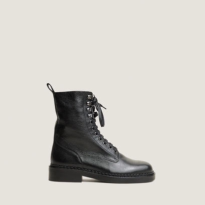 Lace-up heeled ankle boots black