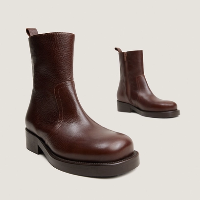 Zip heeled ankle boots brown