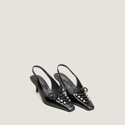 Lace-Up Slingback Pumps black